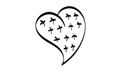 Hand Drawn Heart. Handdrawn rough marker hearts isolated on white background. Vector illustration for your graphic design