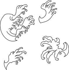 Japanese wave tattoo design isolate vector.Chinese cloud vector for coloring book and printing on white background.