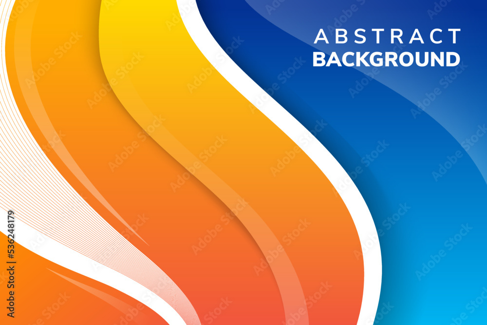 Poster fresh orange yellow blue background banner. wave curve with line blending gradient colos element.abs
