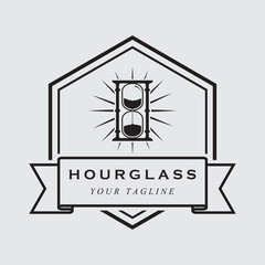vintage hourglass logo vector with slogan template