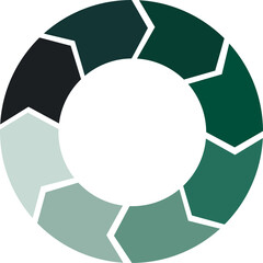 abstract colorful circle eight 8 arrow sections in Different shades