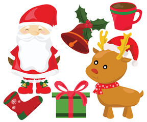set of christmas elements