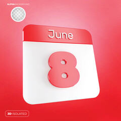 Calendar 8 june 3d premium