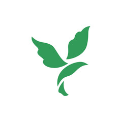 bird, green leaves, icon vector illustration