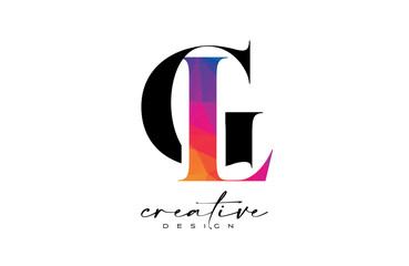 GL Letter Design with Creative Cut and Colorful Rainbow Texture