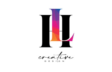 HL Letter Design with Creative Cut and Colorful Rainbow Texture