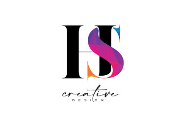 HS Letter Design with Creative Cut and Colorful Rainbow Texture