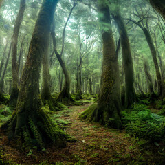 Mossy forest with path