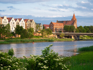 Fototapeta na wymiar 2022-06-12. Embankment of the river of the city of Malbork Poland