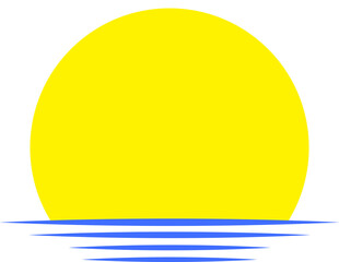 Sun logo. Sunset, Sea and Ocean. Travel agency design template element. PNG illustration