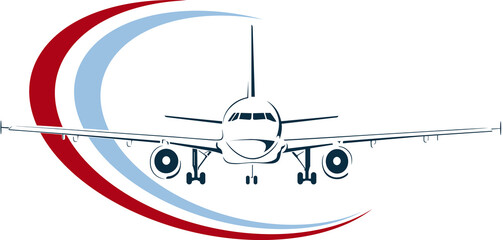 Plane Logo Design. Creative icon with plane and ellipse shape. PNG illustration
