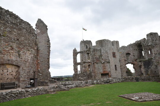 the ruins of raglan castle in Monmouthshire wales