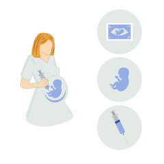 Pregnant woman, syringe, epidural, ultrasound, embryo, fetus, abortion, my body is my choice, free from children, unborn, childbirth, miscarriage in the maternity hospital, infertility