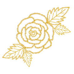 hand drawn flower rose gold glitter ornament 