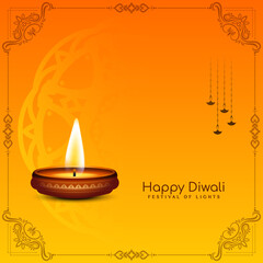 Happy Diwali festival celebration stylish yellow background design