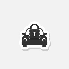 Car alarm, protection icon with a lock sticker isolated on white background