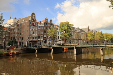 Naklejka premium Amsterdam, Holland, Canals in Amsterdam, Netherlands