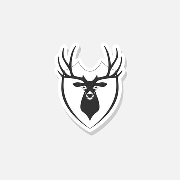 recommend clip art: Deer Shield Strong Horned icon sticker isolated on white background