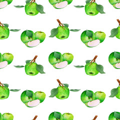seamless pattern with green apples