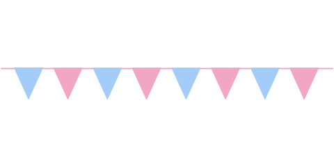 Fototapeta na wymiar Pastel Pink and Blue Triangle Flag Birthday Party Banner