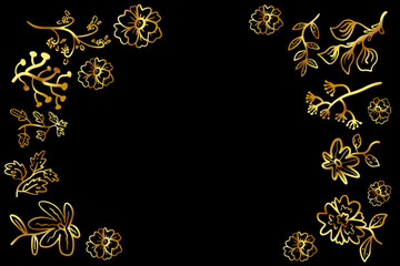 golden plants and flower decoration vector