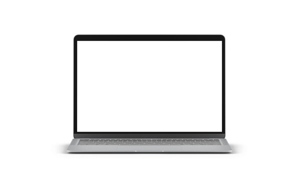 PARIS - France - April 28, 2022: Newly released Apple Macbook Air, Space Gray color - Front view- Realistic 3d rendering laptop computer display screen mockup on white