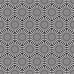 Geometric seamless pattern with black and white geometric strips hexagon 3d pattern for wall decoration. Patchwork ornament. Vector illustration. Background for wall decoration