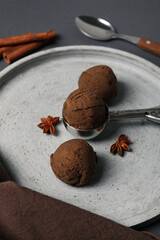 Concept of delicious food, ice cream, close up