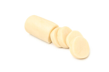 Concept of tasty sweet food, marzipan, isolated on white background