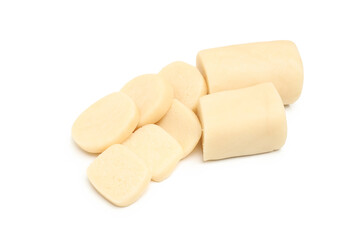 Concept of tasty sweet food, marzipan, isolated on white background