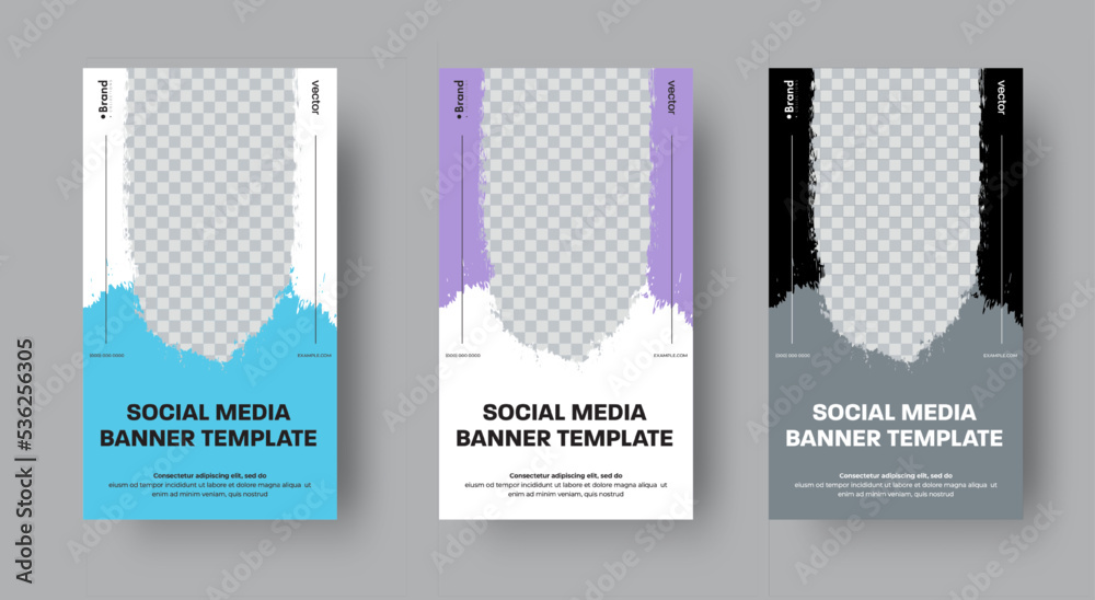 Poster set of vector web banners for stories with grunge elements.