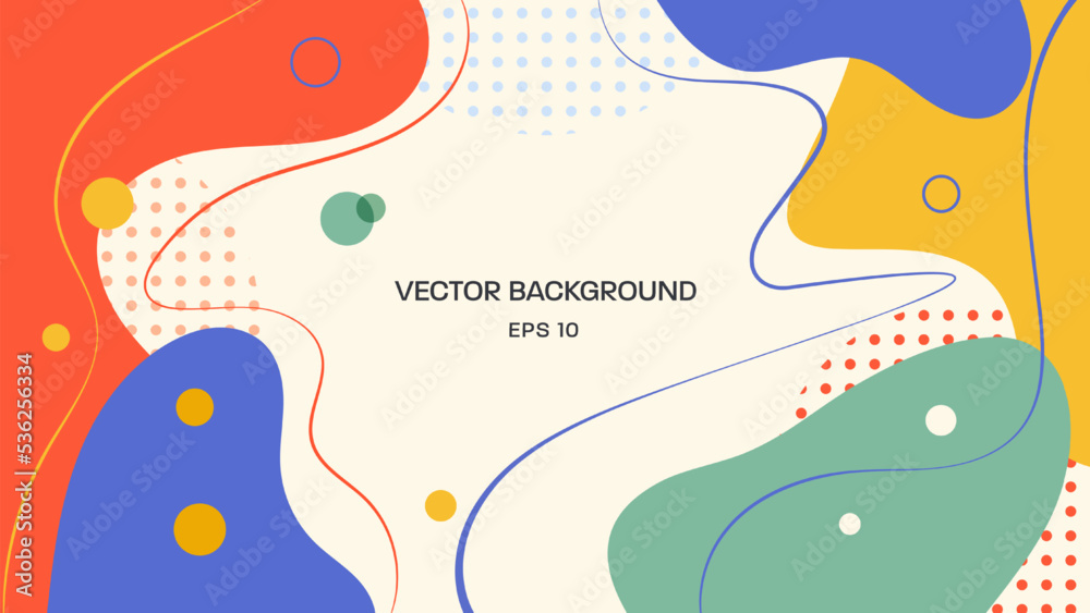 Poster Colorful abstract background template with curved lines and shapes.