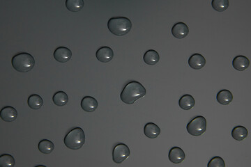 Abstract water drops on grey background, macro, Bubbles close up