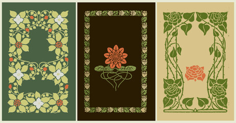 Vintage floral frames. Design elements for use on menus, brochures, book covers, packaging labels and invitations.	