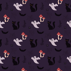 seamless pattern with ghosts