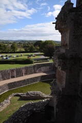 the ruins of raglan castle in Monmouthshire wales