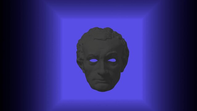 Modern creative concept video 4K with antique sculpture of human face in artificial intelligence glow neon art style.Modern creative concept gif.Contemporary stop motion art.Funky punk collage design.