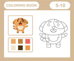 Coloring pages of cute dog education game for kids age 5 and 10 Year Old