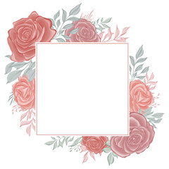 rose flower frame watercolor decoration