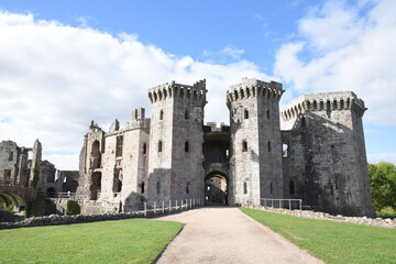 the ruins of raglan castle in Monmouthshire wales