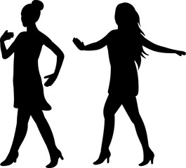 dancing women black silhouette isolated vector