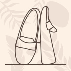 shoes drawing by one continuous line, isolated vector