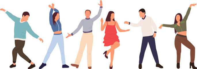 people dancing on white background, isolated vector