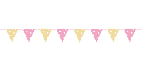 Pastel Yellow and Pink Triangle Flag Birthday Party Banner with Polka Dot Pattern