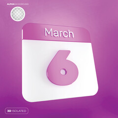 Calendar 6 March 3d Premium