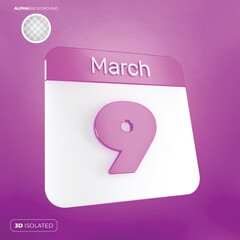 Calendar 9 March 3d Premium