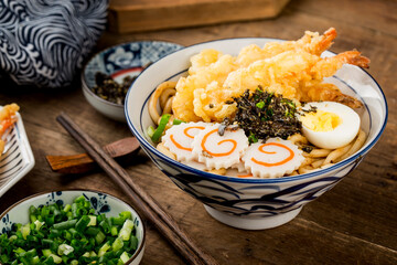 Japanese Cuisine: Delicious tempura prawn udon noodles