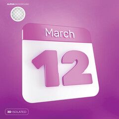 Calendar 12 March 3d Premium