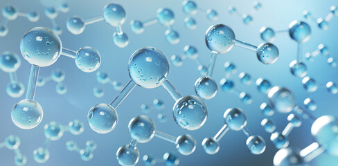 water molecule model, Science or medical background, 3d illustration. - obrazy, fototapety, plakaty