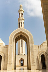 Fototapeta na wymiar Sultan Qaboos Grand Mosque architecture details, Muscat, Oman